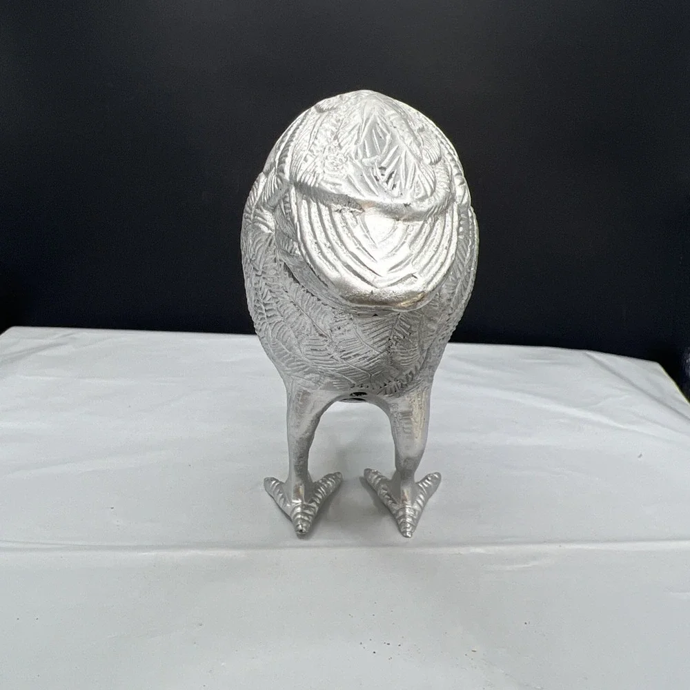 Heavy Vintage Lacquered Silver Metallic Quail Game Bird India By EPNS